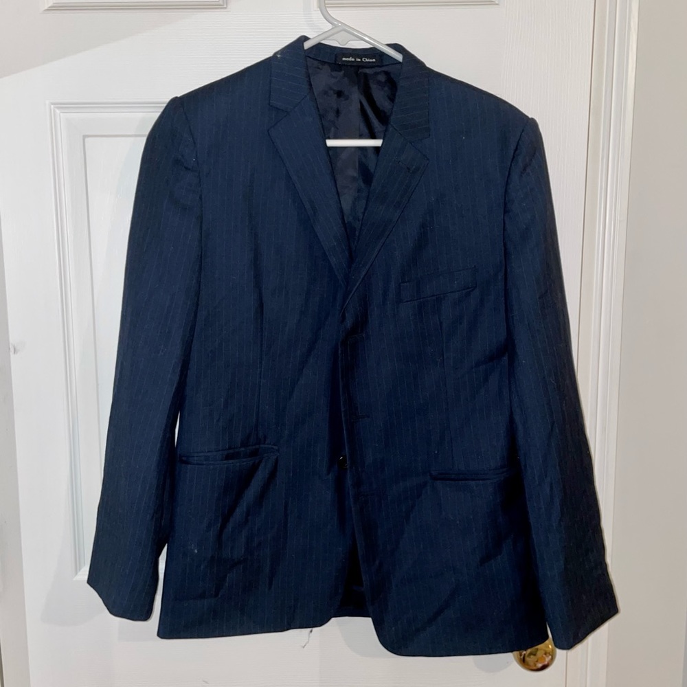 calvin klein boys size 18 pinstripe navy blazer suit jacket